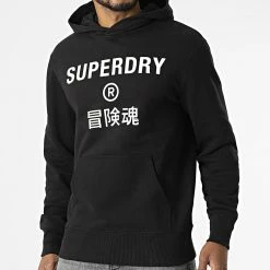 Nouveau 🎉 Sweat Capuche Code Core Sport M2011899B Noir de Superdry 👏