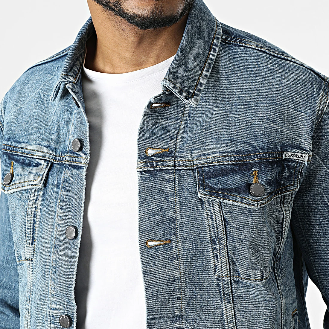 Budget 💯 Veste Jean Highwayman Trucker Bleu Denim de Superdry ⭐ 4 Budget 💯 Veste Jean Highwayman Trucker Bleu Denim de Superdry ⭐ – Image 2