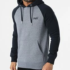 Le moins cher 🌟 Sweat Capuche Vintage Logo Embroidery M2011948 Bleu Marine Chiné de Superdry 🥰