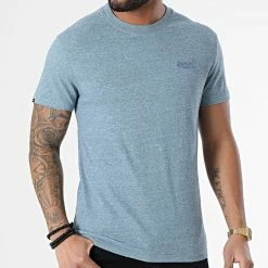 Acheter 👏 Tee 👚 Shirt Vintage Logo Embroidery M1011245A Bleu Clair Chiné de Superdry ⌛ -Superdry Soldes superdry 304034 M1011245A Z7Z 20220224T133343 03