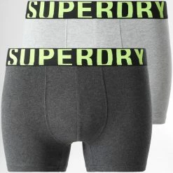 Sortie ⭐ Lot De 2 Boxers Classic Gris Chiné de Superdry ✔️