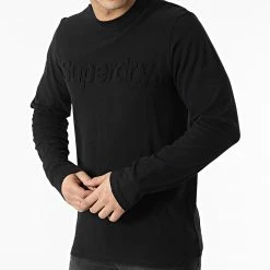 Grosses soldes ❤️ Tee 👚 Shirt Manches Longues Vintage Classic Noir de Superdry ✨ -Superdry Soldes superdry 309162 M6010637A 02A 20220318T160712 03