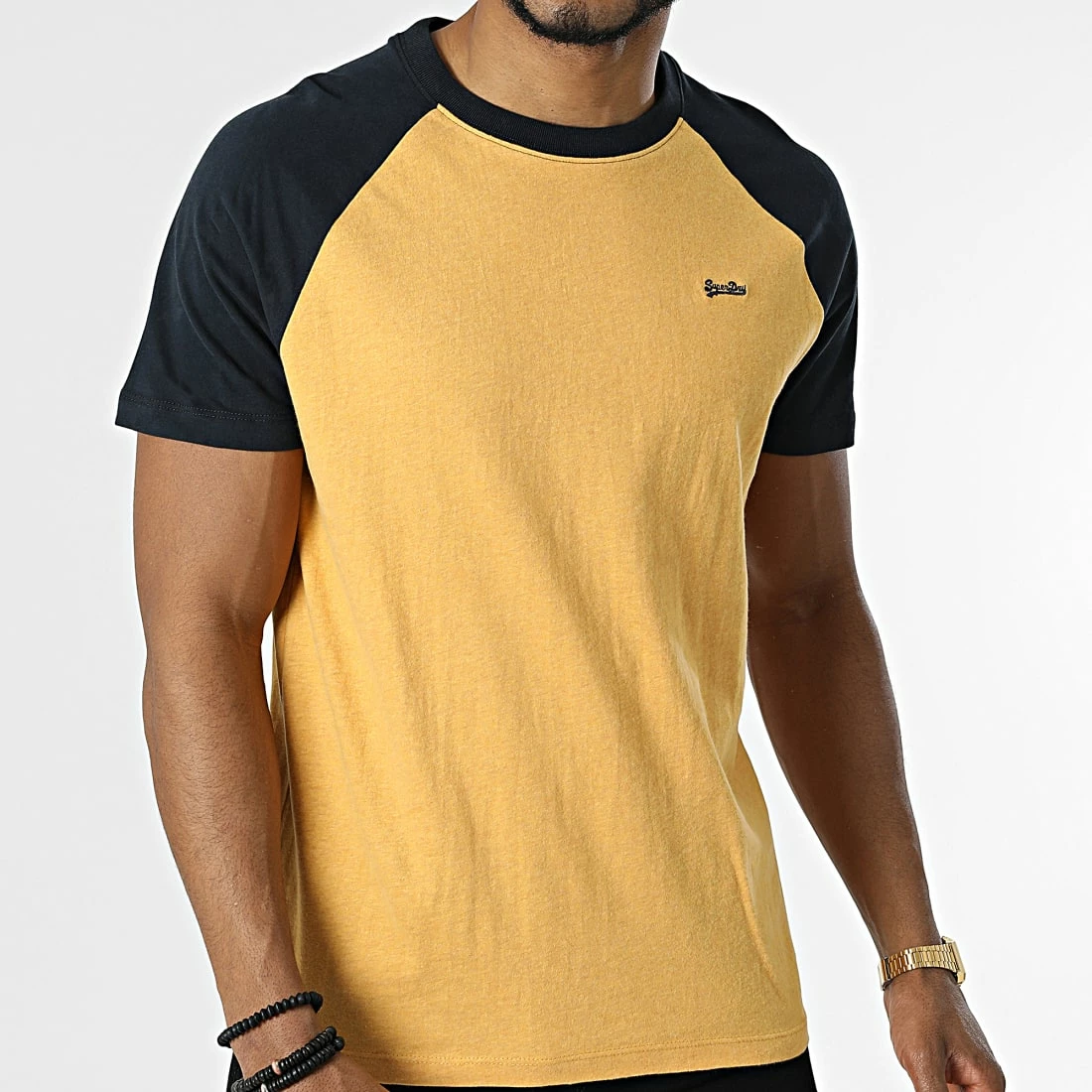 Le moins cher ⭐ Tee 👕 Shirt Raglan Vintage ⚾ Baseball Jaune Chiné Bleu Marine de Superdry 😉 5 Le moins cher ⭐ Tee 👕 Shirt Raglan Vintage ⚾ Baseball Jaune Chiné Bleu Marine de Superdry 😉 – Image 3