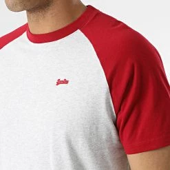 Top 10 🎁 Tee 👕 Shirt Raglan Vintage ⚾ Baseball Gris Clair Chiné Rouge de Superdry 🤩 -Superdry Soldes superdry 314067 M1011296A 6ZS 20220415T144115 02