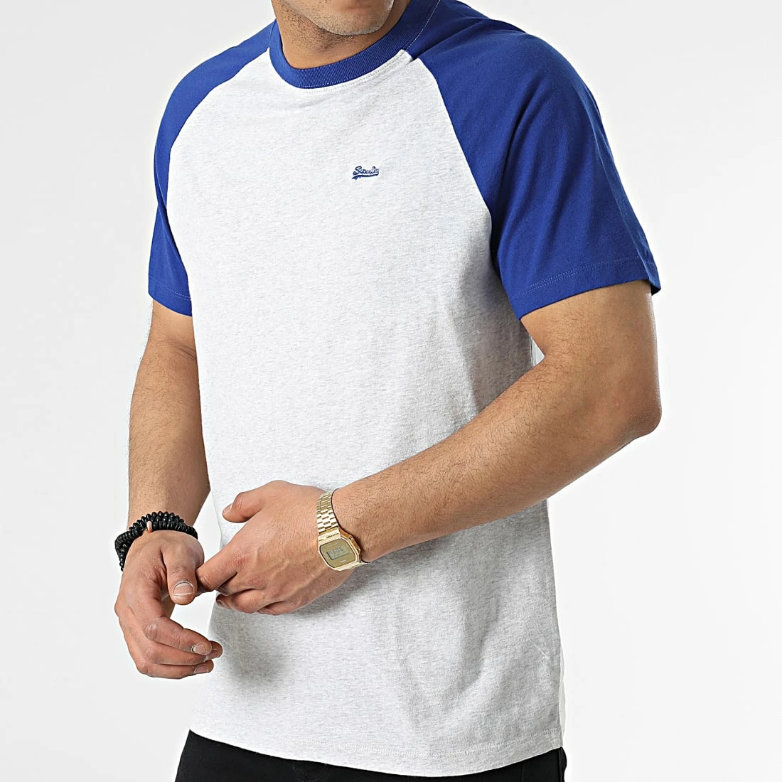 Meilleur prix 🥰 Tee 👕 Shirt Raglan Vintage ⚾ Baseball Gris Clair Chiné Bleu Roi de Superdry ⭐ 5 Meilleur prix 🥰 Tee 👕 Shirt Raglan Vintage ⚾ Baseball Gris Clair Chiné Bleu Roi de Superdry ⭐ – Image 3