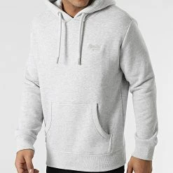 Acheter 🔔 Sweat Capuche Vintage Logo Embroidery M2011951A Gris Clair Chiné de Superdry 🥰