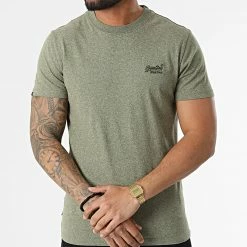 Le moins cher 😍 Tee 👕 Shirt Vintage Logo Embroidery M1011245A Vert Kaki Chiné de Superdry ⭐ -Superdry Soldes superdry 315910 M1011245A 5WY 20220422T121358 03
