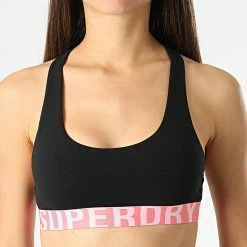 Promo 😀 Brassière Femme Large Logo Noir de Superdry ⭐