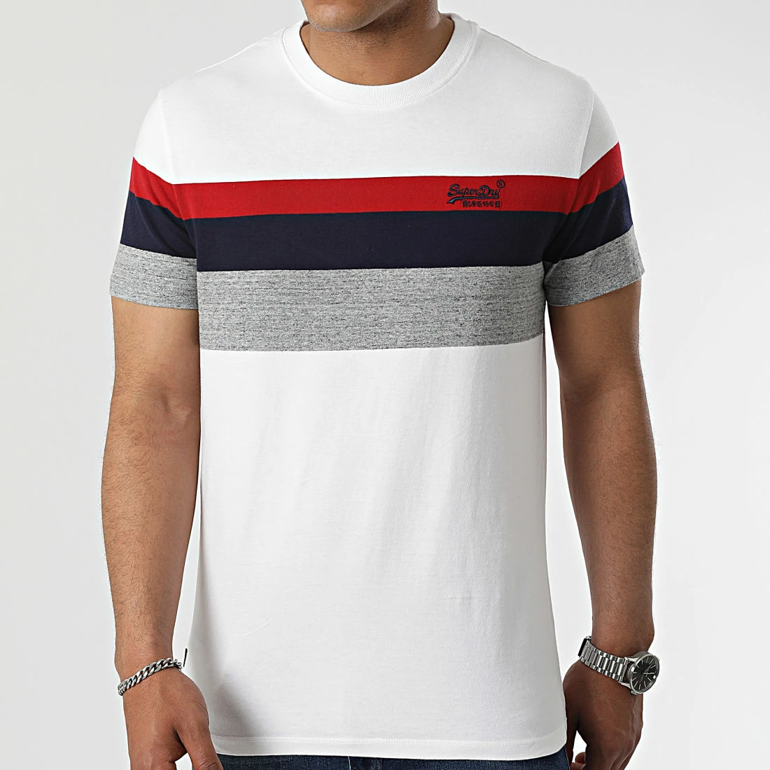 Promo 🧨 Tee 👕 Shirt OL Classic YD Stripe M1011513A Blanc de Superdry 🎉 4 Promo 🧨 Tee 👕 Shirt OL Classic YD Stripe M1011513A Blanc de Superdry 🎉 – Image 2