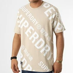 Offres 🔔 Tee 👚 Shirt Code Classic Beige de Superdry 🔥