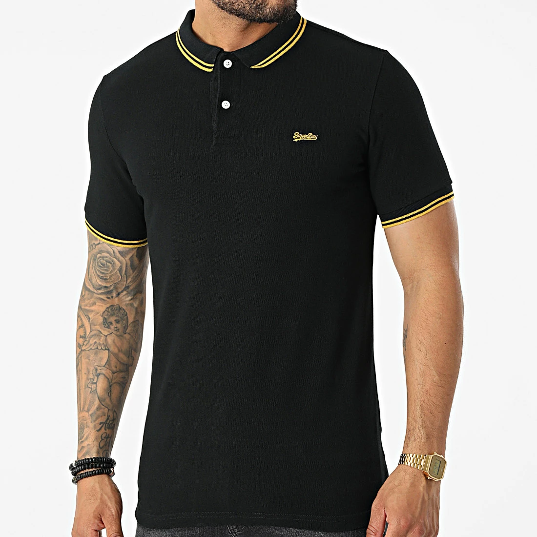 Acheter 😉 Polo A Manches Courtes Vintage Tipped M1110291A Noir de Superdry 🎉 3 Acheter 😉 Polo A Manches Courtes Vintage Tipped M1110291A Noir de Superdry 🎉