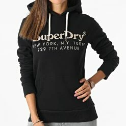 Budget ✨ Sweat Capuche Femme Vintage Venue Noir Doré de Superdry 🤩 -Superdry Soldes superdry 321637 W2011430A 02A 20220601T160435 03
