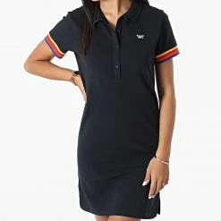 Meilleur prix 🧨 Robe Polo Femme Vintage Stripe Noir de Superdry 🧨