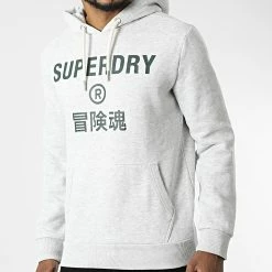Grosses soldes ⭐ Sweat Capuche M2011828B Gris Chiné de Superdry ✨