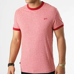 Promo 🔥 Tee 👚 Shirt M1011183A Rouge Chiné de Superdry 💯