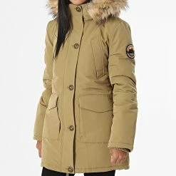 Coupon 🔥 Parka Capuche Fourrure Femme Everest Vert Kaki de Superdry 🎉 -Superdry Soldes superdry 329879 W5010978A 94M 20220811T160307 03