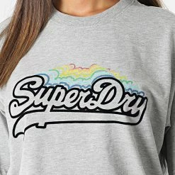 Coupon ⌛ Tee 👕 Shirt Femme Vintage Logo Rainbow Gris Chiné de Superdry 🔥 -Superdry Soldes superdry 329887 W1010871A 07Q 20220808T161741 02