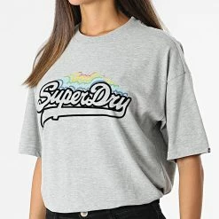 Coupon ⌛ Tee 👕 Shirt Femme Vintage Logo Rainbow Gris Chiné de Superdry 🔥 -Superdry Soldes superdry 329887 W1010871A 07Q 20220808T161742 03