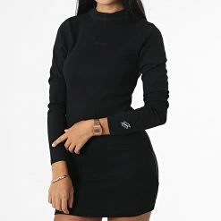 Budget 👏 Robe Femme Code Rib Noir de Superdry ❤️