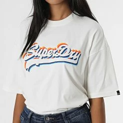 Meilleure affaire 🔥 Tee 👕 Shirt Femme Vintage Logo Rainbow Blanc de Superdry 🎉