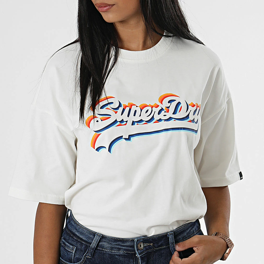 Meilleure affaire 🔥 Tee 👕 Shirt Femme Vintage Logo Rainbow Blanc de Superdry 🎉 5 Meilleure affaire 🔥 Tee 👕 Shirt Femme Vintage Logo Rainbow Blanc de Superdry 🎉 – Image 3