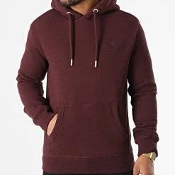 Nouveau 🔥 Sweat Capuche M2012399A Bordeaux de Superdry 👍