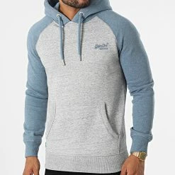 Meilleure vente 🤩 Sweat Capuche Vintage Logo Gris Chiné Bleu de Superdry 🥰 -Superdry Soldes superdry 331442 M2012395A 7PK 20220812T142700 03