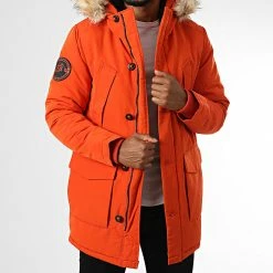 Nouveau 🤩 Parka Capuche Fourrure Vintage Everest M5011573A Orange de Superdry 💯