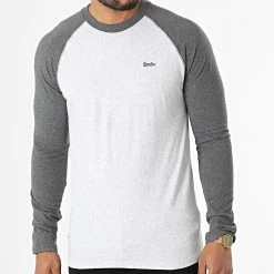 Nouveau 🥰 Tee 👚 Shirt Manches Longues M6010549A Gris Clair Chiné Gris Anthracite Chiné de Superdry ⌛