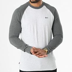 Nouveau 🥰 Tee 👚 Shirt Manches Longues M6010549A Gris Clair Chiné Gris Anthracite Chiné de Superdry ⌛ -Superdry Soldes superdry 333982 M6010549A 7FP 20220826T145153 03