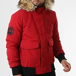 Nouveau ❤️ Bomber Capuche Fourrure Everest M5011113A Rouge de Superdry 😉