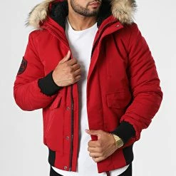 Nouveau ❤️ Bomber Capuche Fourrure Everest M5011113A Rouge de Superdry 😉 -Superdry Soldes superdry 334659 M5011113A OIB 20220905T155848 03
