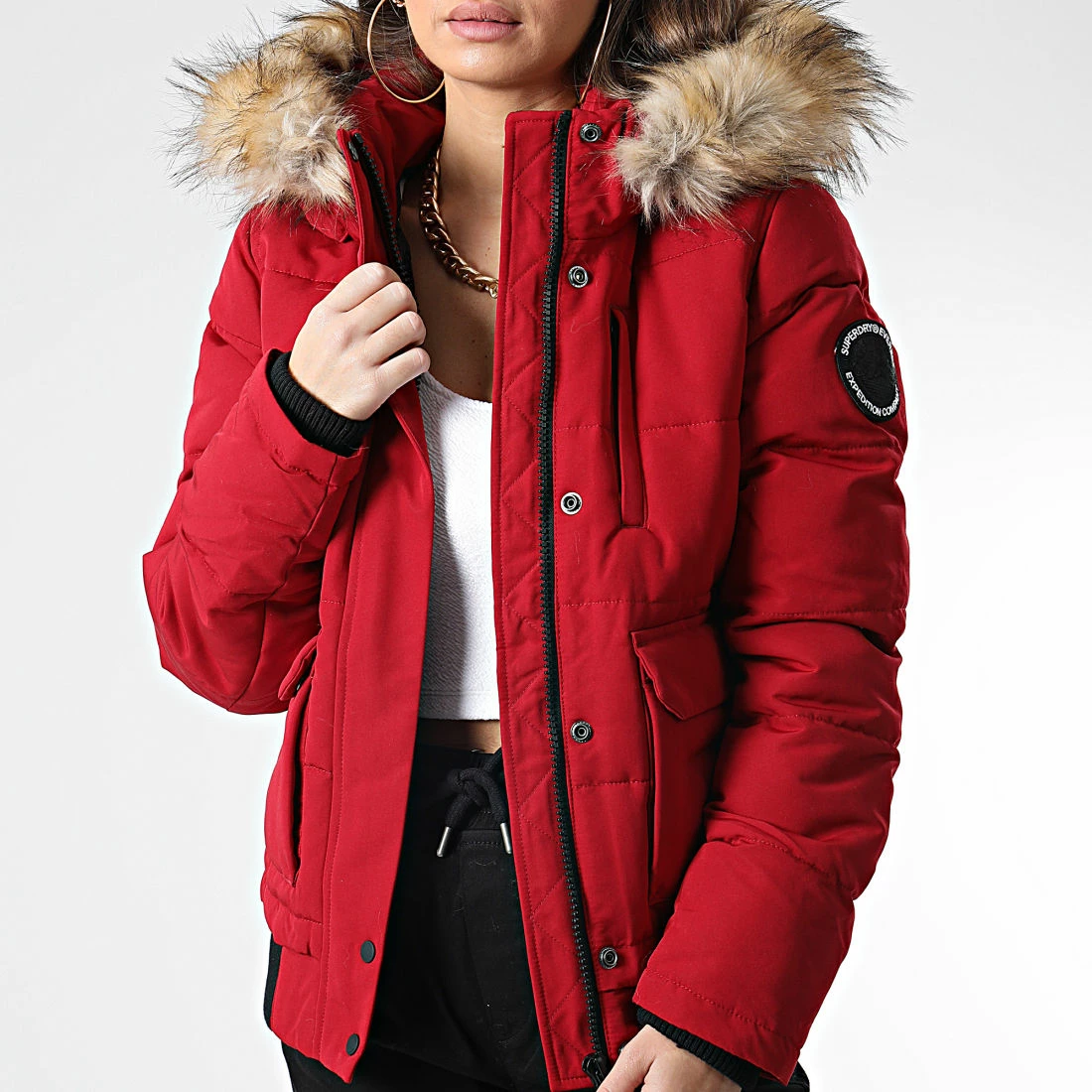 Remise 💯 Doudoune Capuche Femme Fourrure W5010995A Rouge de Superdry ⭐ 3 Remise 💯 Doudoune Capuche Femme Fourrure W5010995A Rouge de Superdry ⭐