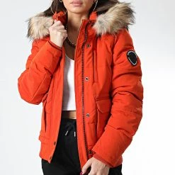 Grosses soldes 😀 Doudoune Capuche Femme Fourrure W5010995A Orange de Superdry ✔️