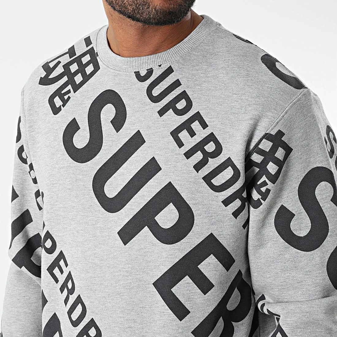 Promo 👏 Sweat Crewneck Code Classic AOP M2012136A Gris Chiné de Superdry 🧨 4 Promo 👏 Sweat Crewneck Code Classic AOP M2012136A Gris Chiné de Superdry 🧨 – Image 2