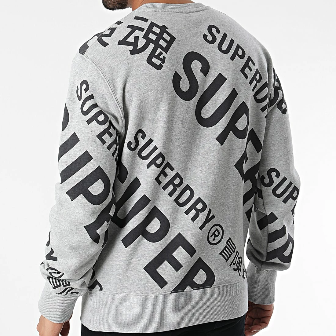 Promo 👏 Sweat Crewneck Code Classic AOP M2012136A Gris Chiné de Superdry 🧨 6 Promo 👏 Sweat Crewneck Code Classic AOP M2012136A Gris Chiné de Superdry 🧨 – Image 4