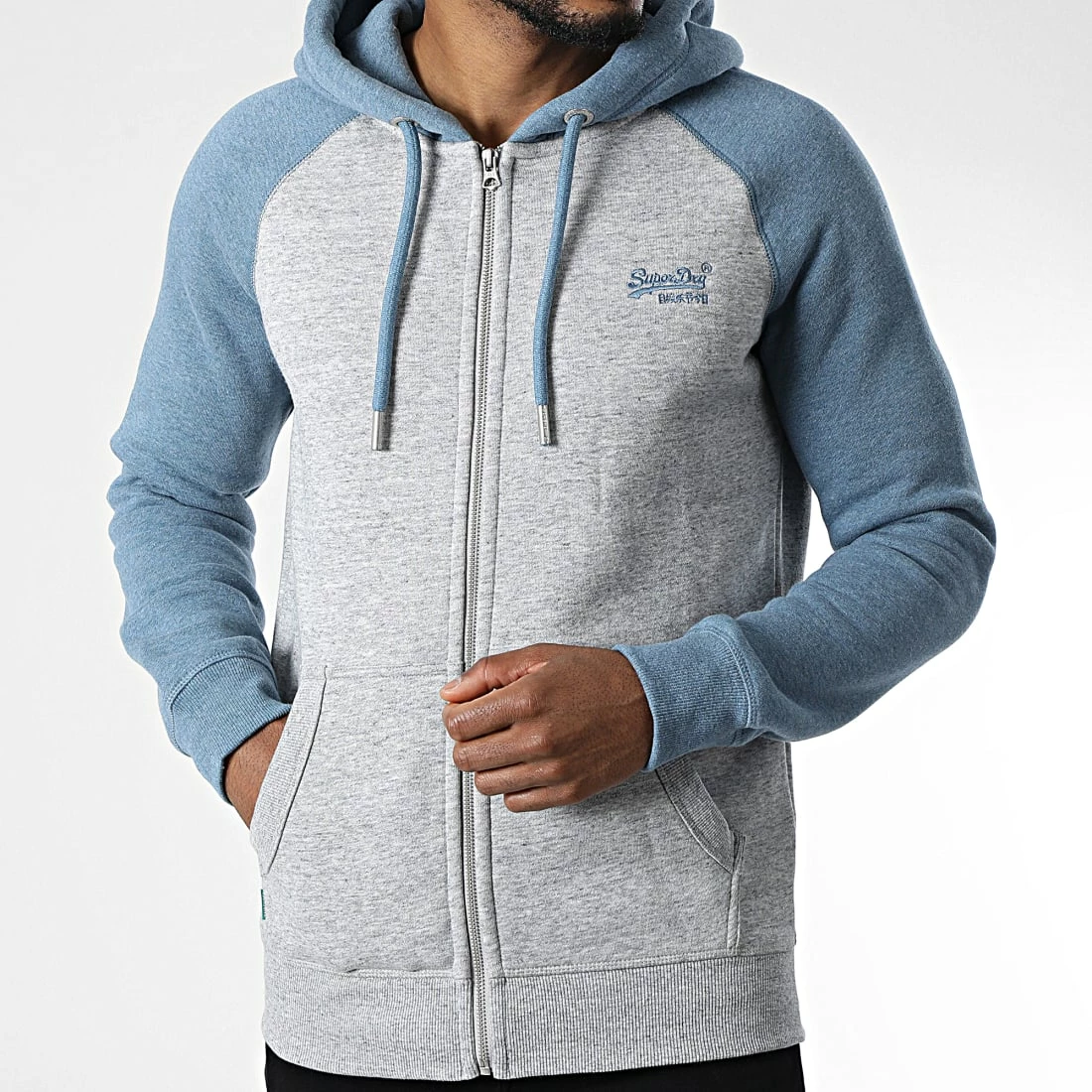 Vente flash 👍 Sweat Capuche Zippé Vintage Logo Embroidery ⚾ Baseball Gris Chiné Bleu Clair de Superdry ✔️ 3 Vente flash 👍 Sweat Capuche Zippé Vintage Logo Embroidery ⚾ Baseball Gris Chiné Bleu Clair de Superdry ✔️