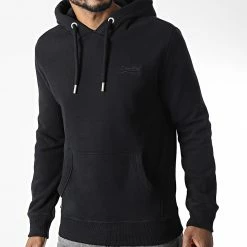 Promo 🛒 Sweat Capuche Vintage Logo Embroidery M2012399A Noir de Superdry ⭐
