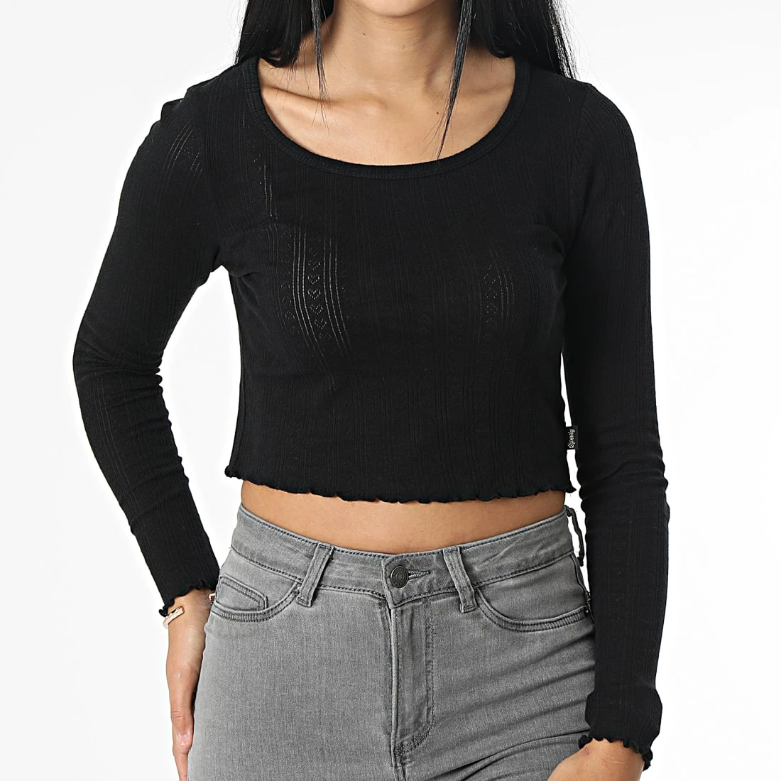 Budget 🔔 Tee 👕 Shirt Manches Longues Crop Femme Vintage Pointelle Noir de Superdry 😍 3 Budget 🔔 Tee 👕 Shirt Manches Longues Crop Femme Vintage Pointelle Noir de Superdry 😍