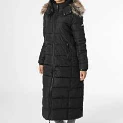 Tout neuf 🎁 Doudoune Longue A Capuche Femme Fourrure W5011301A Noir de Superdry 🎁