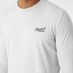 Tout neuf 😍 Tee 👕 Shirt Manches Longues M6010550B Gris Chiné de Superdry 👍 -Superdry Soldes superdry 346015 M6010550B 5WB 20221031T122126 02