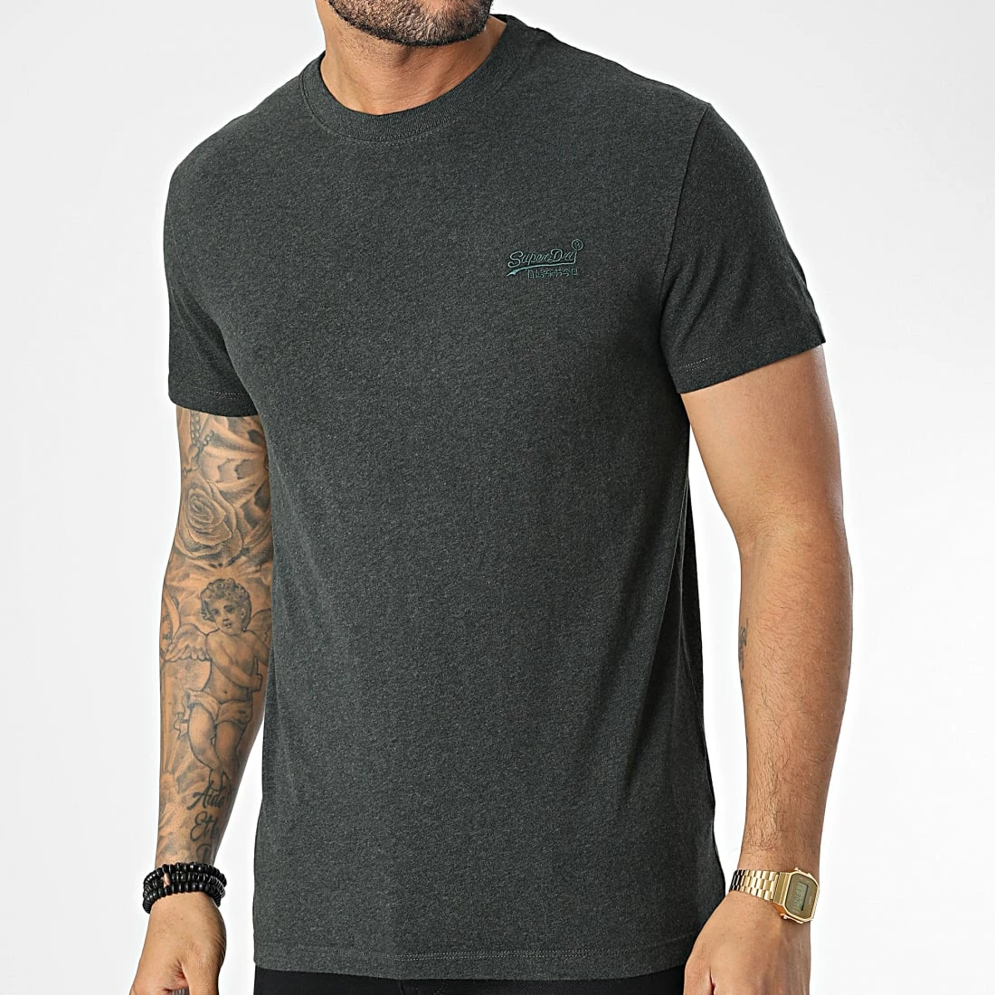 Meilleur prix 🎁 Tee 👚 Shirt M1011245A Vert Kaki Chiné de Superdry ⭐ 5 Meilleur prix 🎁 Tee 👚 Shirt M1011245A Vert Kaki Chiné de Superdry ⭐ – Image 3