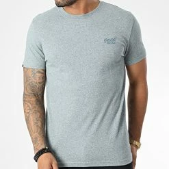 Coupon 🥰 Tee 👕 Shirt M1011245A Bleu Clair Chiné de Superdry 🔔