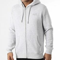 Meilleur prix 😍 Sweat Zippé Capuche M2012400A Gris Chiné de Superdry ⌛