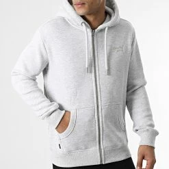 Meilleur prix 😍 Sweat Zippé Capuche M2012400A Gris Chiné de Superdry ⌛ -Superdry Soldes superdry 346455 M2012400A 5WB 20221108T155457 03