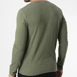 Meilleur prix 🧨 Tee 👕 Shirt Manches Longues M6010550A Vert Kaki Chiné de Superdry 🥰 -Superdry Soldes superdry 346457 M6010550A 6RH 20221104T152701 04