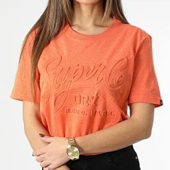 Top 10 🎁 Tee 👚 Shirt Femme Vintage Script Style W1011165A Orange de Superdry 😉 -Superdry Soldes superdry 346462 W1011165A 8OW 20221114T153443 03